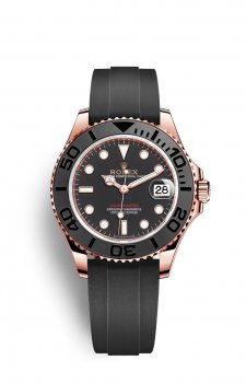 Replique Montre Rolex Yacht-Master 37 matt Noir Cerachrom 18 ct EveOr Rose M268655-0017