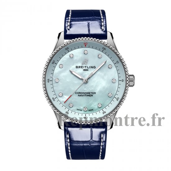 Copie montre Breitling Navitimer 32 mm pour femme Alligator en nacre bleue A77320171C1P1 - Cliquez sur l'image pour la fermer