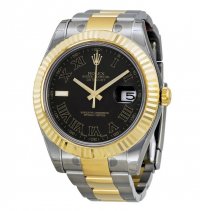 Réplique Rolex Datejust II Noir Roman Cadran 18k Or Jaune Fluted Lunette 116333BKRO