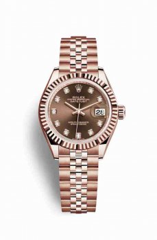 Réplique montre Rolex Datejust 28 Everose 279175 Set chocolat Cadran m279175-0010