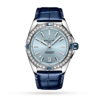 Breitling Super Chronomat Automatique 38 Bracelet en cuir bleu Replique montre A17356531C1P1
