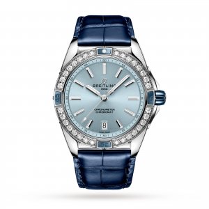 Breitling Super Chronomat Automatique 38 Bracelet en cuir bleu Replique montre A17356531C1P1