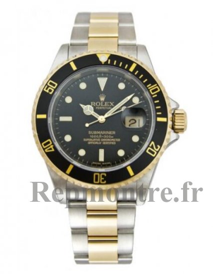 Réplique Rolex Submariner Noir Indice glace Cadran Oyster Bracelet Deux Tons 16613BK - Cliquez sur l'image pour la fermer