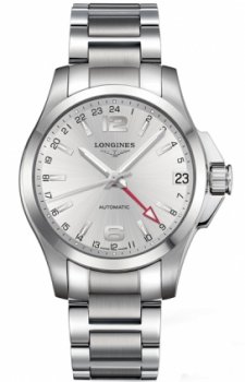 Réplique Longines Conquest Mens argent Dial GMT Automatique Montre L3.687.4.76.6