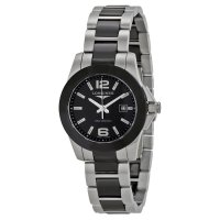 Réplique Longines Conquest blanc Dial Noir Ceramic et Acier inoxydable Montre L3.257.4.56.7