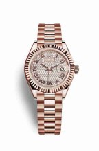 Réplique montre Rolex Datejust 28 Everose 279175 cadran de m279175-0023
