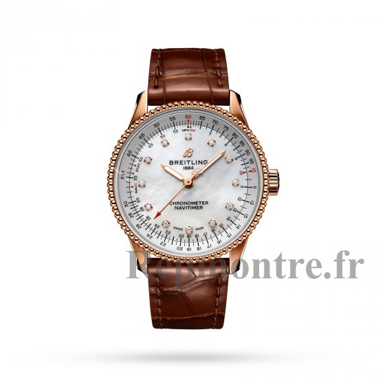 Breitling Navitimer Automatic 35 Or rouge 18 carats Bracelet en cuir marron Copie montre R17395211A1P2 - Cliquez sur l'image pour la fermer