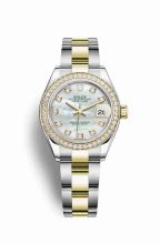 Réplique montre Rolex Datejust 28 Jaune Roles jaune 18 ct 279383RBR Blanc nacre sertie de Cadran m279383rbr-0020