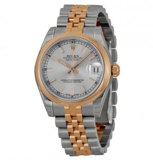 Réplique Rolex Datejust Dame 31 Argent Cadran Inoxydable Acier 18kt Rose Or 178241SSJ