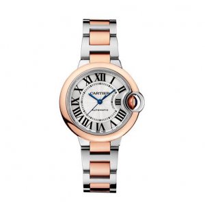 Copie de Cartier Ballon Bleu 33 mm Acier inoxydable & Or Rose Dame W2BB0032