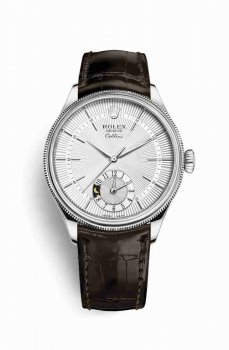 Réplique montre Rolex Cellini Dual Time 50529 Argent guilloche Cadran