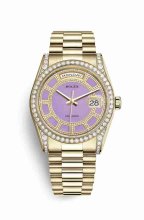 Réplique montre Rolex Day-Date 36 jaune 18 ct sertissage 118388 m118388-0161