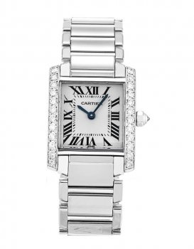 Réplique Montre Cartier Tank Francaise diamants 18k White Gold Femmes WE100251