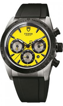 Réplique Tudor Fastrider Chronographe Noir Ceramic Bezel Yellow Rubber Strap 42010n