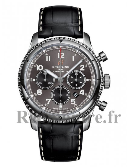 Replique Breitling Aviator 8 B01 Chronograph 43 Grey Dial Black Leather Strap Men's AB0119131B1P1 - Cliquez sur l'image pour la fermer
