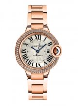 Replique Cartier Ballon Bleu 33 mm Or Rose Diamants WJBB0066