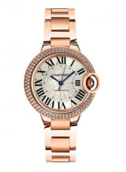 Replique Cartier Ballon Bleu 33 mm Or Rose Diamants WJBB0066