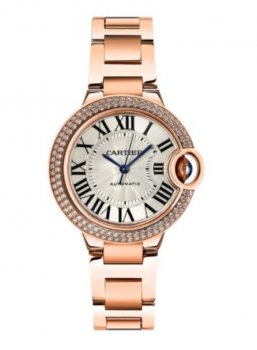 Replique Cartier Ballon Bleu 33 mm Or Rose Diamants WJBB0066