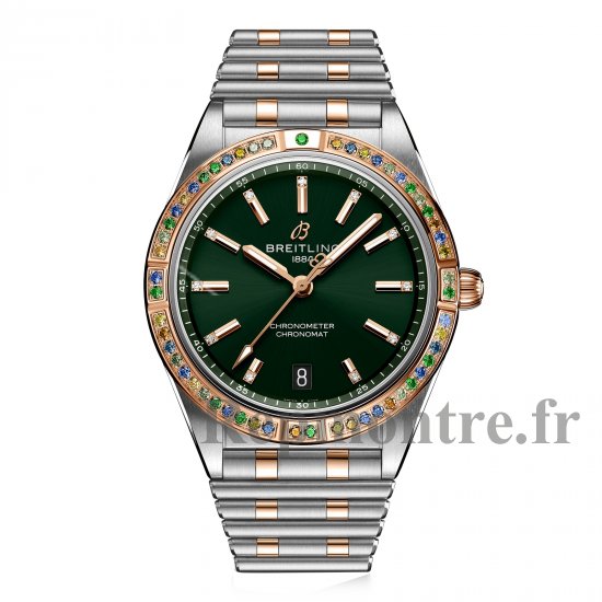 Breitling Chronomat Automatique 36 Vert des Mers du Sud en acier inoxydable et bracelet en or rose 18 carats Replique montre pour femme U10380611L1U1 - Cliquez sur l'image pour la fermer