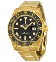 Réplique Rolex GMT Master II Cadran Noir Oyster Bracelet 18kt Or Jaune 116718BKSO