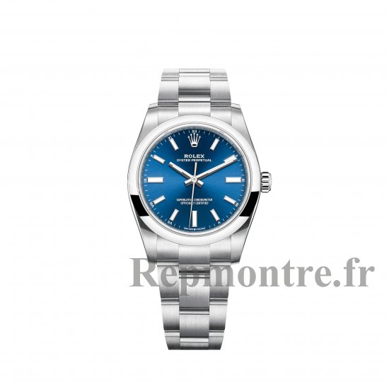 Réplique de Rolex Oyster Perpetual 34 Bracelet Oyster a cadran bleu vif m124200-0003 - Cliquez sur l'image pour la fermer