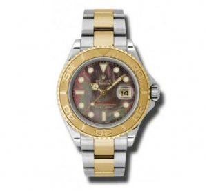 Réplique Rolex Yacht Master Fonce Mere de perle Cadran 18kt Or Jaune Oyster 16623BKMSO