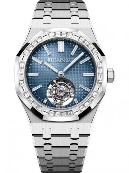 Audemars Piguet Royal Oak 26730BC.ZZ.1320BC.02 Tourbillon Volant Automatique Or Blanc Baguette Fume Bleu