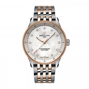 Breitling Navitimer 32 mm Replique montre pour femme en acier inoxydable en nacre blanche et or rouge 18 carats U77320E61A1U1