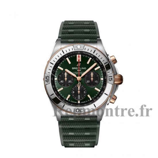 Breitling Chronomat B01 UB0134131L1S1 42 Acier inoxydable Or rouge Caoutchouc vert - Cliquez sur l'image pour la fermer