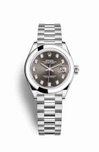 Réplique montre Rolex Datejust 28 279166 Set de gris fonce Cadran m279166-0011
