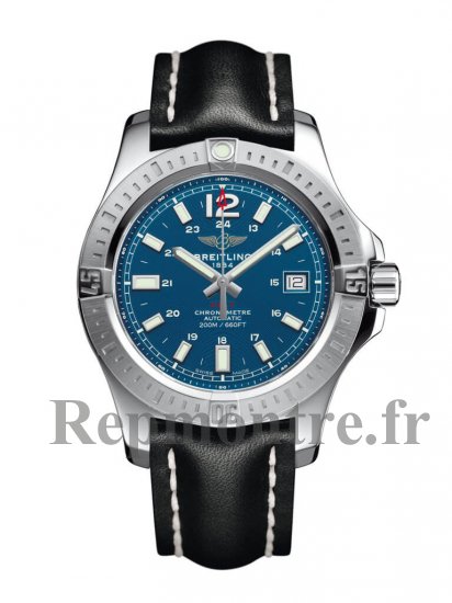 AAA Réplique Montre Breitling Colt 41 Automatique Cadran bleu Noir Leather pour hommes - Cliquez sur l'image pour la fermer