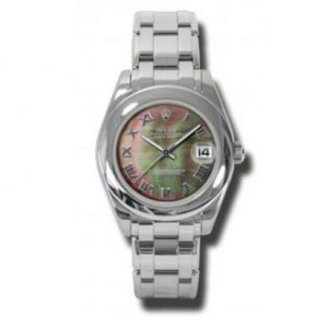 Réplique Rolex Masterpiece Noir Mere de perle Blanc Or Dames 81209BKMRPM