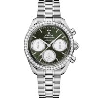 Omega Speedmaster Date 38 Bracelet en acier inoxydable et diamants verts 324.15.38.50.60.001