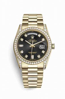 Réplique montre Rolex Day-Date 36 jaune 18 ct en semble de cosses 118388 noir Set Cadran m118388-0021