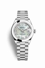 Réplique montre Rolex Datejust 28 279166 Blanc serti de nacre Cadran m279166-0008