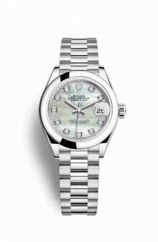 Réplique montre Rolex Datejust 28 279166 Blanc serti de nacre Cadran m279166-0008