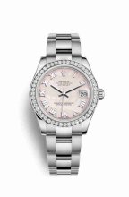 Réplique montre Rolex Datejust 31 Blanc Role blanc 178384 Rose nacre Cadran