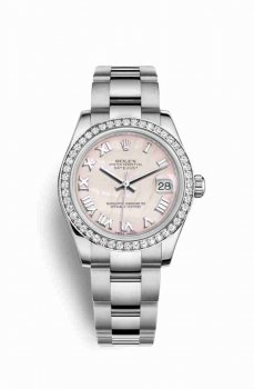 Réplique montre Rolex Datejust 31 Blanc Role blanc 178384 Rose nacre Cadran