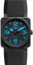 Réplique Bell & Ross Aviation 42MM Hommes Montre BR 03-92 Carbon bleue