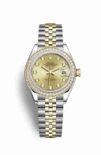Réplique montre Rolex Datejust 28 Jaune Roles jaune 18 ct 279383RBR m279383rbr-0011