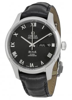 Réplique Omega De Ville Automatique Noir Cadran Noir Cuir 431.13.41.22.01.001