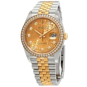 Copie de ROLEX Datejust 36 Champagne Jubilee Motif Dial Diamants M126283RBR-0019