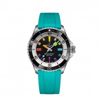 Breitling SuperOcean Automatique 42 Acier Inoxydable Noir Arc-en-ciel Caoutchouc A17375211B2S2