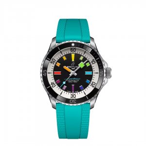 Breitling SuperOcean Automatique 42 Acier Inoxydable Noir Arc-en-ciel Caoutchouc A17375211B2S2