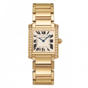 Replique Montre Cartier Tank Francaise Moyen 18kt Jaune Or Diamants aux femmes WJTA0025