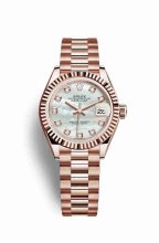 Réplique montre Rolex Datejust 28 Everose 279175 Blanc serti de nacre Cadran m279175-0017