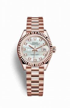 Réplique montre Rolex Datejust 28 Everose 279175 Blanc serti de nacre Cadran m279175-0017