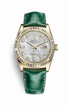Réplique montre Rolex Day-Date 36 jaune 18 ct 118138 blancs serti de nacre Cadran m118138-0143