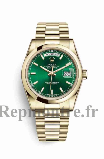 Réplique montre Rolex Day-Date 36 jaune 18 ct 118208 Cadran vert m118208-0349 - Cliquez sur l'image pour la fermer