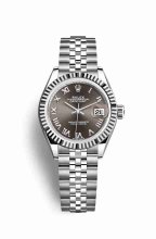 Réplique montre Rolex Datejust 28 Blanc Role blanc 279174 Gris fonce Cadran m279174-0013